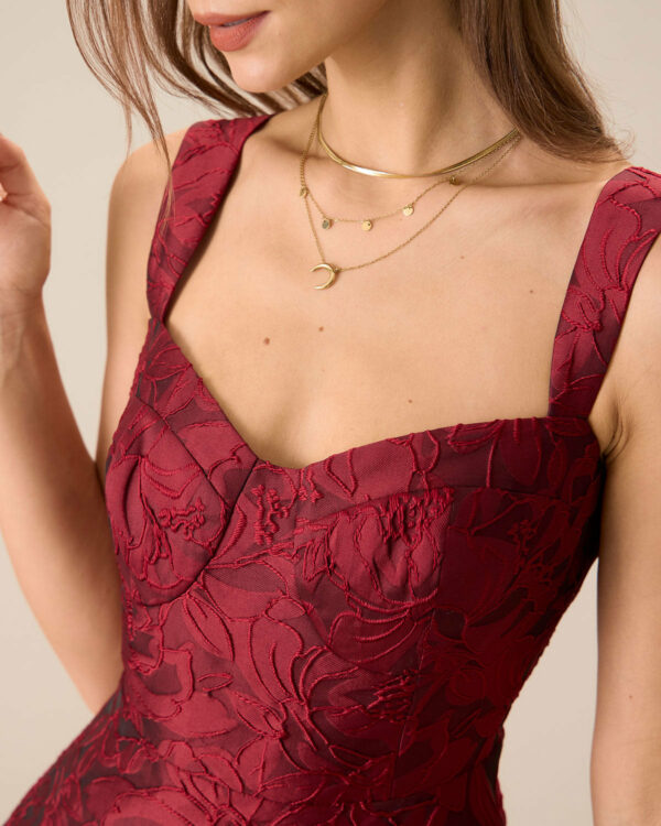 The Red Neck Jacquard Midi Dress - Image 2