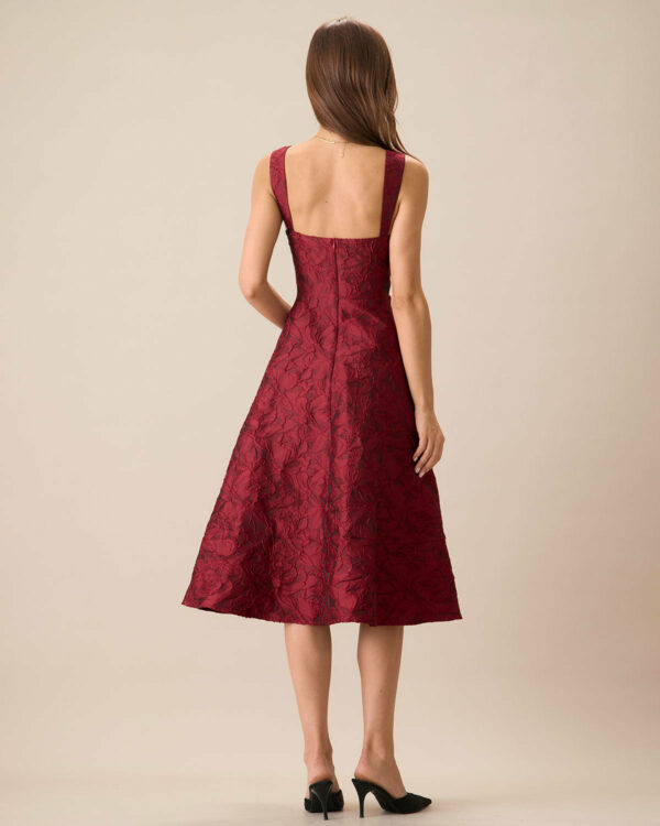 The Red Neck Jacquard Midi Dress - Image 5