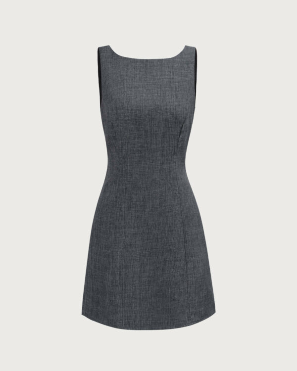 The Grey Boat Neck Sleeveless Mini Dress - Image 6