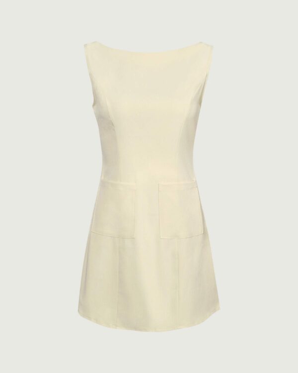 The Yellow Boat Neck Cutout Mini Dress - Image 6