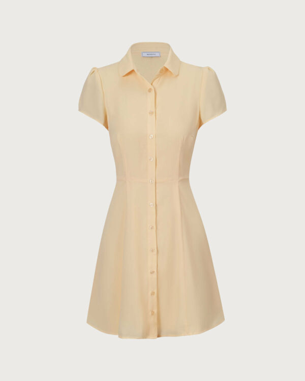 The Yellow Button Down Shirt Mini Dress - Image 5