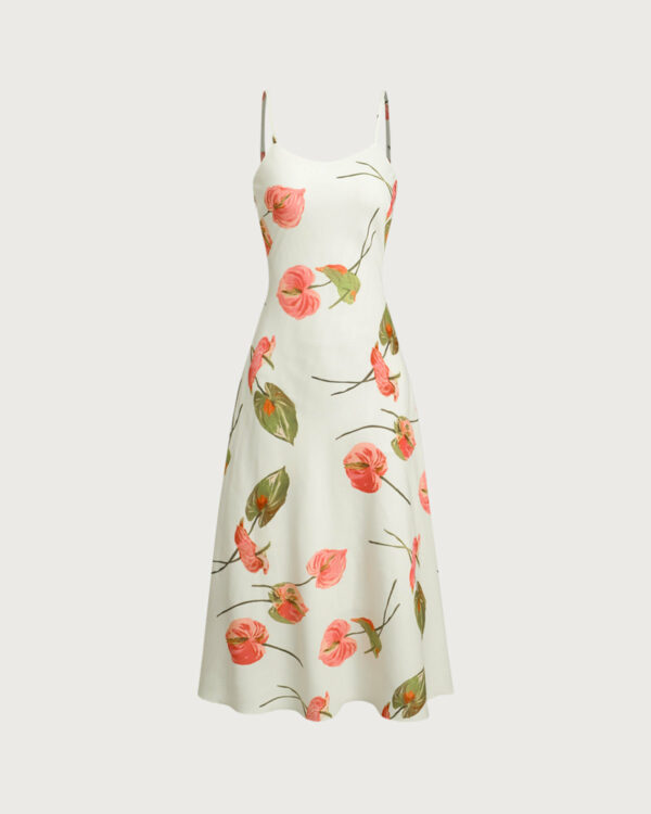White Floral Slip Midi Dress - Image 6