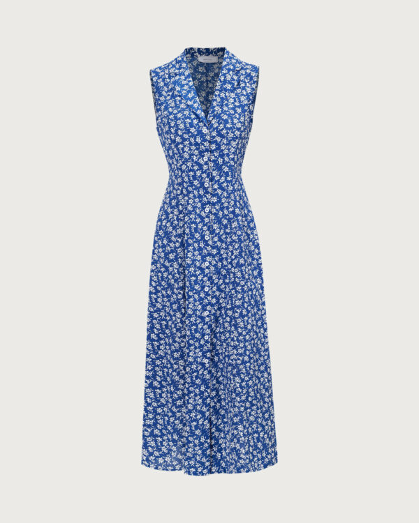 The Blue Collared Button-up Floral Maxi Dress - Image 5