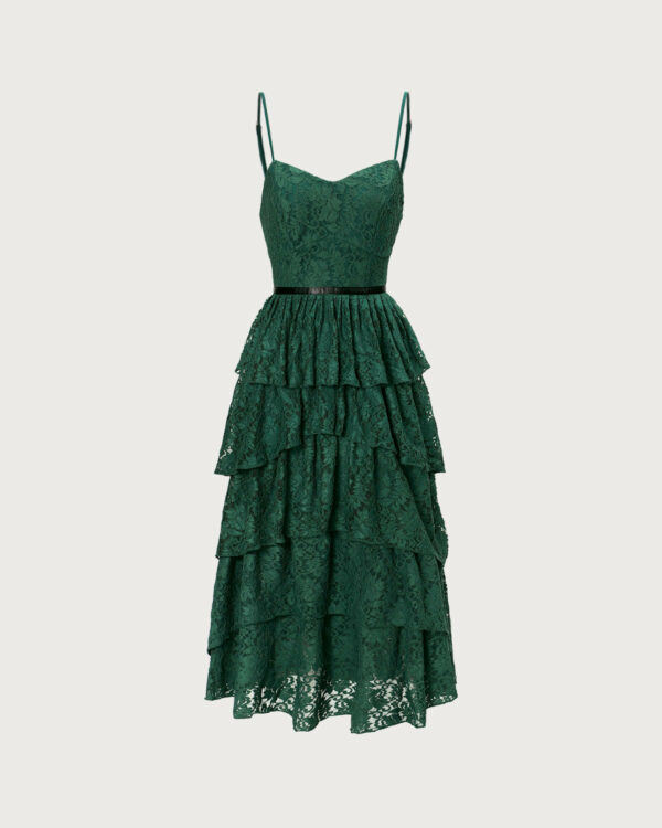 The Green Neck Lace Maxi Dress - Image 7