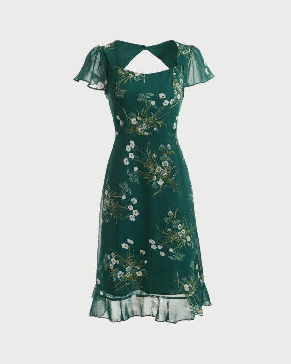 The Square Neck Backless Floral Midi Dress - Image 6