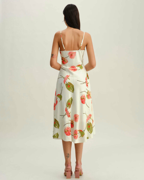 White Floral Slip Midi Dress - Image 5
