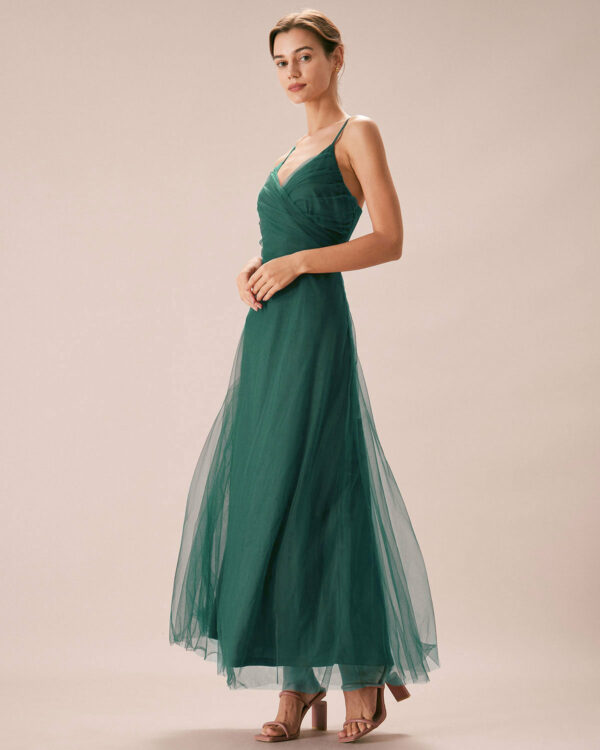 Green Mesh Wrap Slip Maxi Dress - Image 4