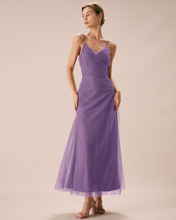 Purple Mesh Wrap Slip Maxi Dress - Image 4