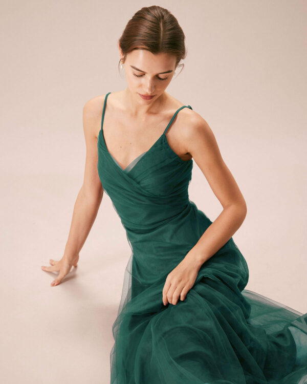 Green Mesh Wrap Slip Maxi Dress - Image 3