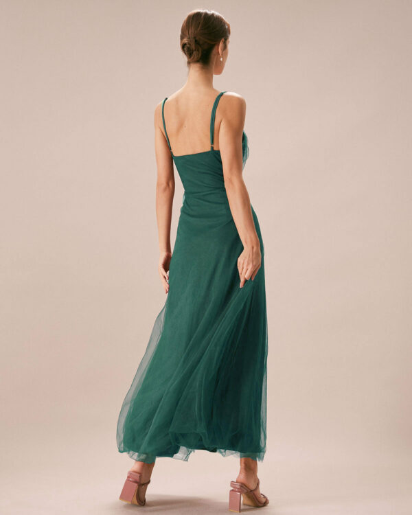 Green Mesh Wrap Slip Maxi Dress - Image 5