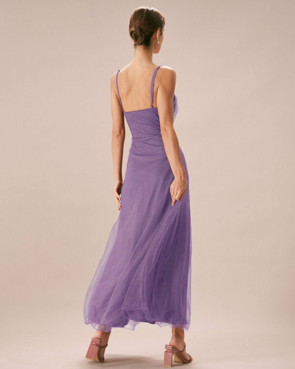 Purple Mesh Wrap Slip Maxi Dress - Image 5