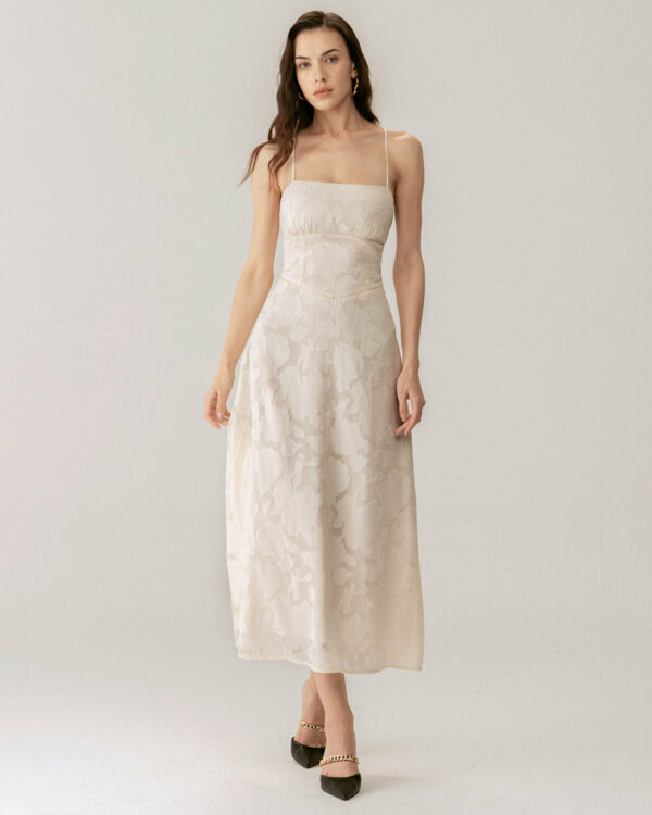 Apricot Jacquard Corset Slip Maxi Dress - Image 5