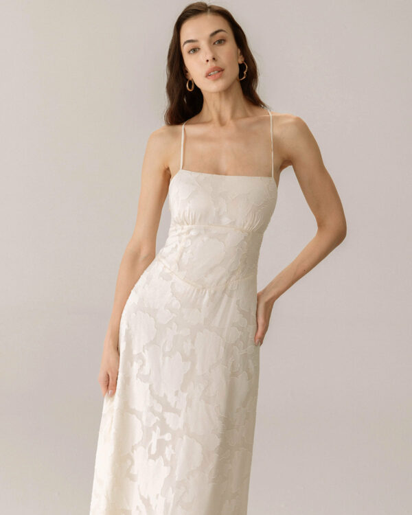 Apricot Jacquard Corset Slip Maxi Dress - Image 4