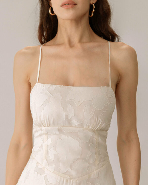 Apricot Jacquard Corset Slip Maxi Dress - Image 2