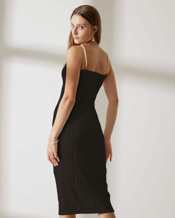 The Black Water Ripple Textured Cami Dress - Image 3