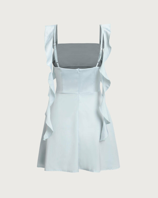 Blue Square Neck Slip Mini Dress - Image 2