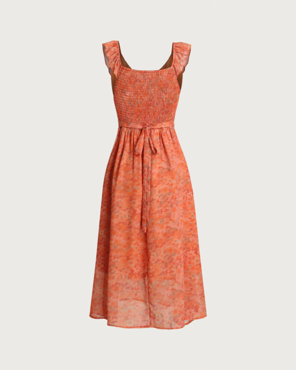 Orange Floral Ruffle Sleeveless Maxi Dress - Image 2