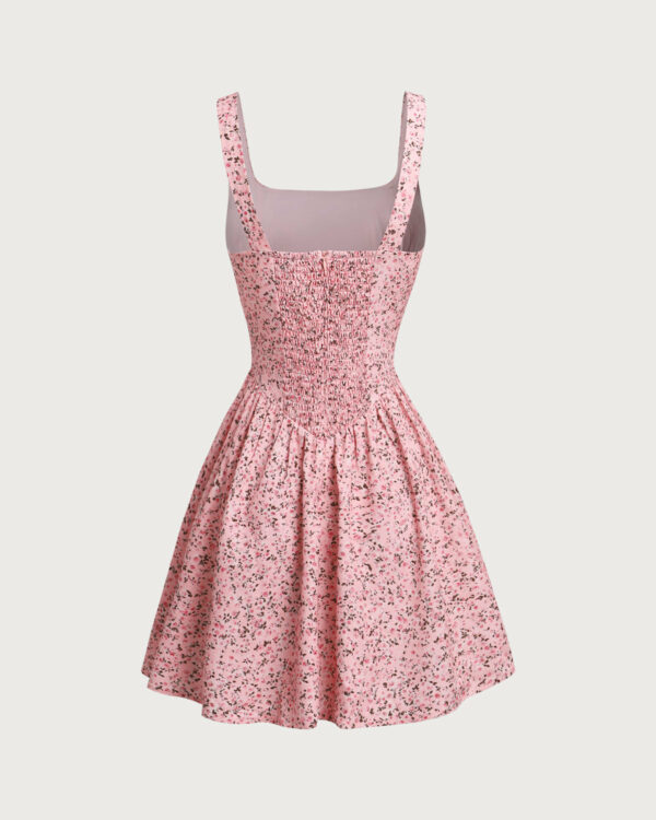 Pink Floral Ruched Corset Slip Mini Dress - Image 7