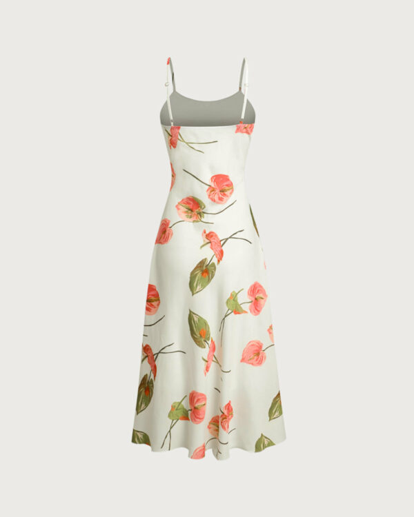 White Floral Slip Midi Dress - Image 7