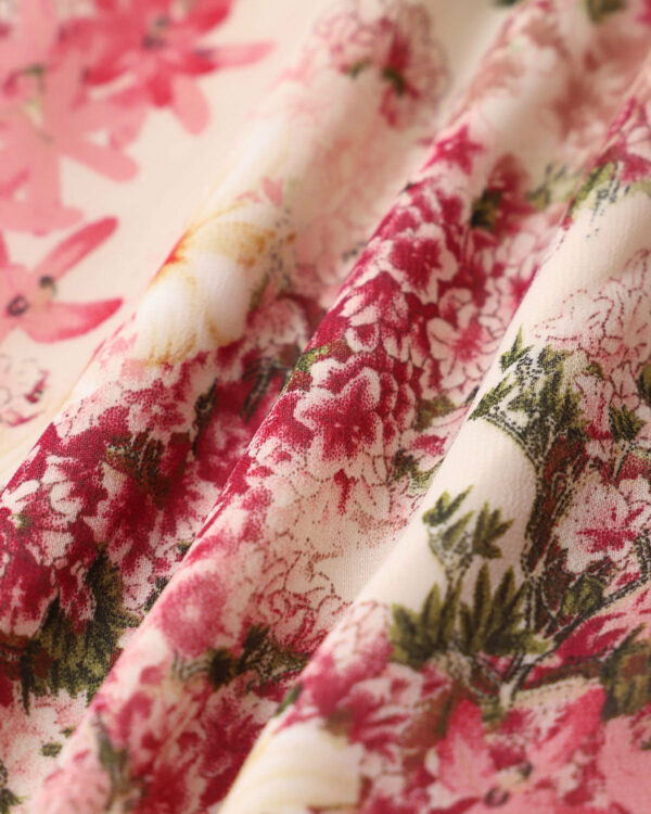 Pink Floral Ruffle Tie Strap Midi Dress - Image 3