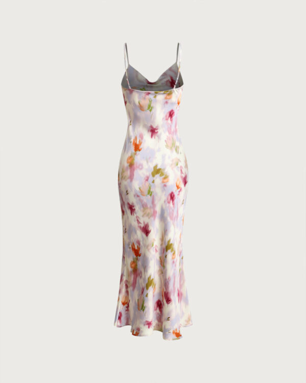 Pink Floral Mermaid Slip Midi Dress - Image 2