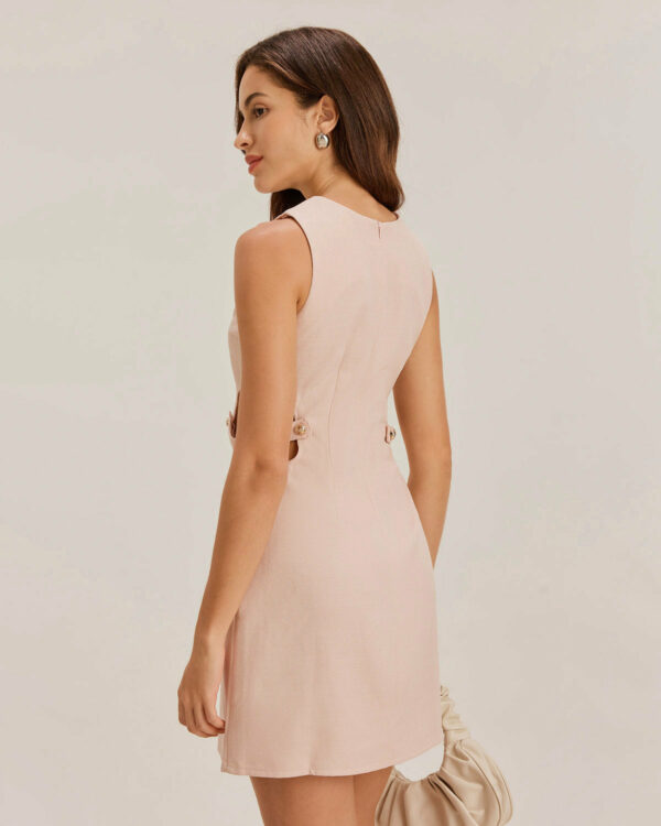 Pink Boat Neck Cut Out Sleeveless Mini Dress - Image 3
