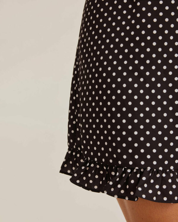 Black Polka Dot V-Neck Mini Dress - Image 3