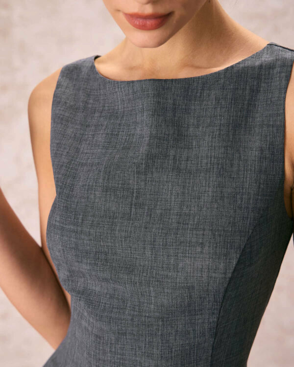 The Grey Boat Neck Sleeveless Mini Dress - Image 2