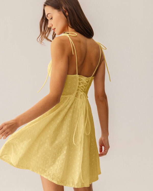 Yellow Ruched Corset Slip Mini Dress - Image 5