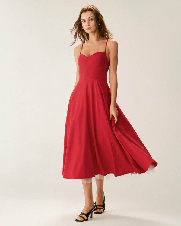 Red Neck Slip Maxi Dress - Image 5