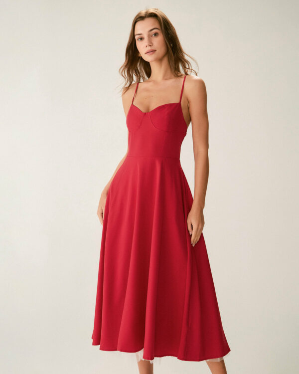 Red Neck Slip Maxi Dress - Image 2