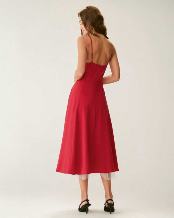 Red Neck Slip Maxi Dress - Image 6
