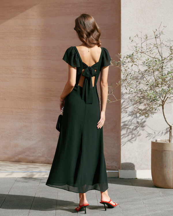 Black Neck Chiffon Maxi Dress - Image 5