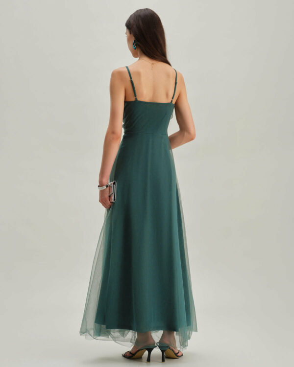 Green Mesh Wrap Slip Maxi Dress - Image 10