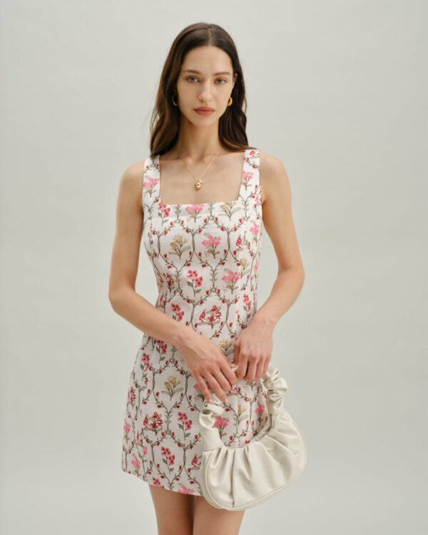 Floral Square Neck A-Line Slip Mini Dress