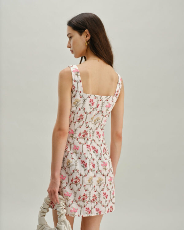 Floral Square Neck A-Line Slip Mini Dress - Image 3