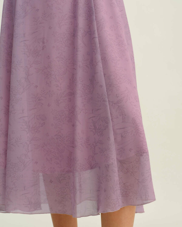Purple Floral Square Neck Ruffle Slip Midi Dress - Image 3