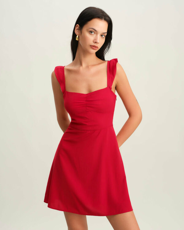 Red Neck Slip Mini Dress