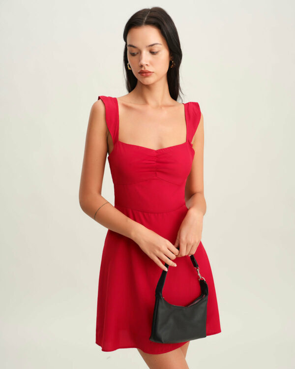 Red Neck Slip Mini Dress - Image 2