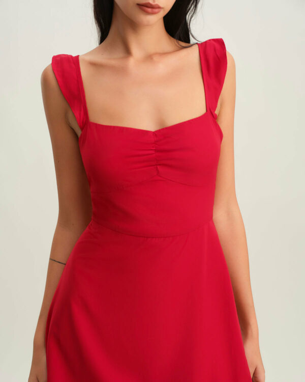 Red Neck Slip Mini Dress - Image 3