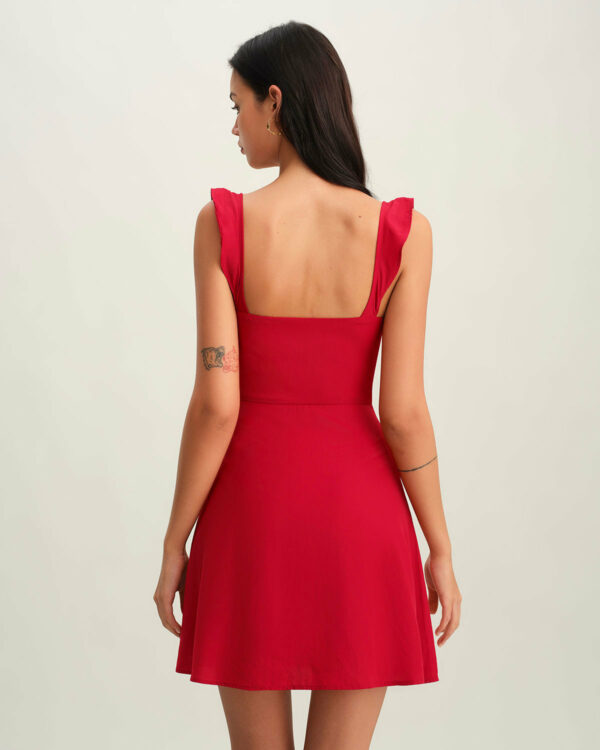 Red Neck Slip Mini Dress - Image 4