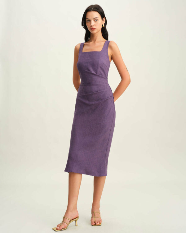 Purple Square Neck Slip Midi Dress - Image 5