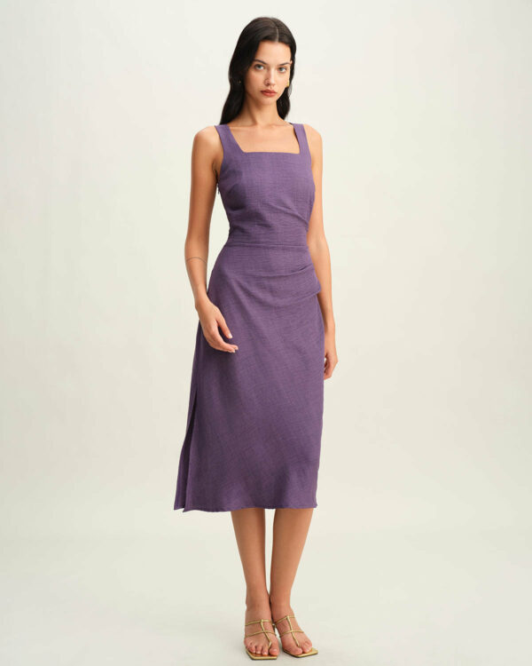Purple Square Neck Slip Midi Dress - Image 4