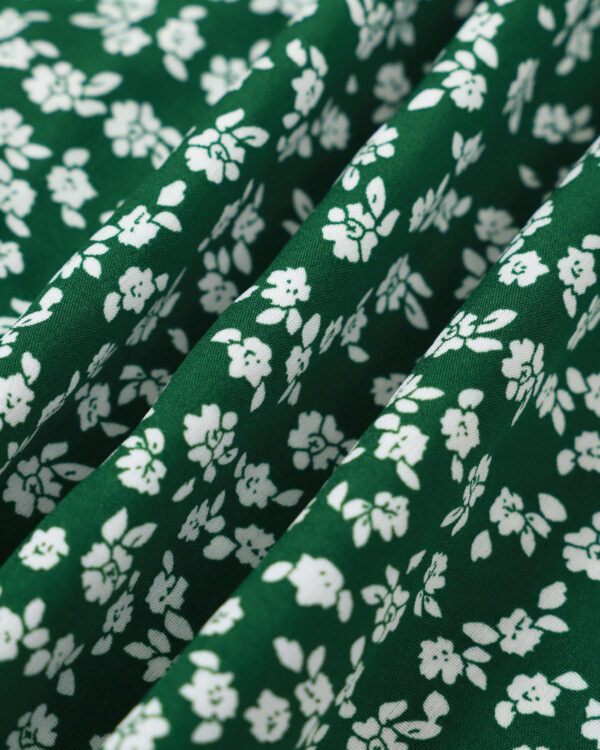 The Green V Neck Floral Button Midi Dress - Image 8