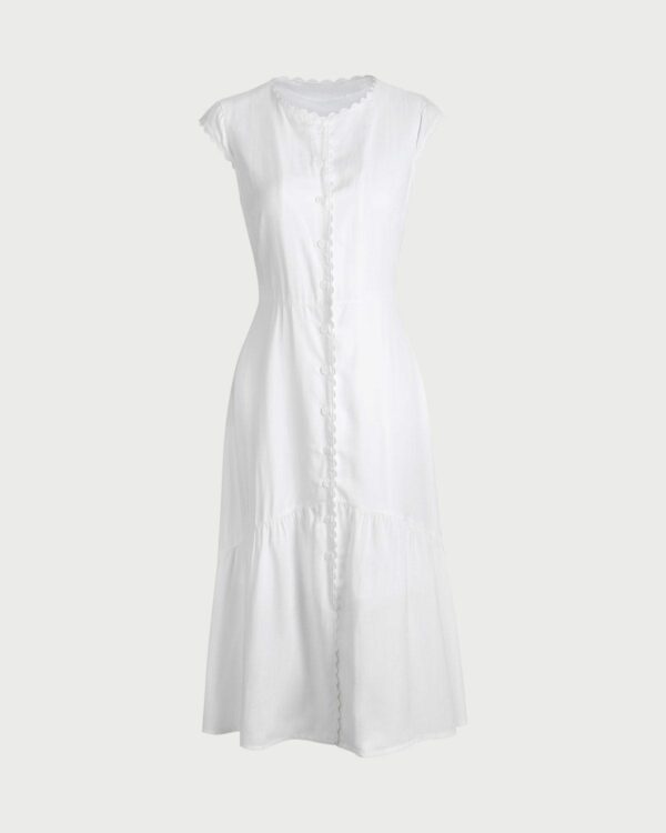 The Solid Color Lapel Midi Dress - Image 7