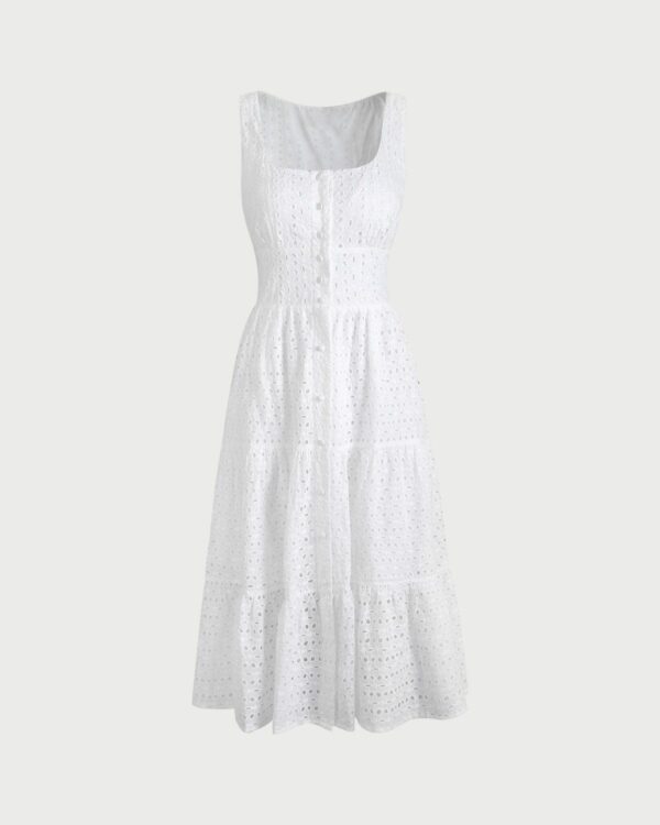 The Square Neck Tiered Hem Midi Dress - Image 6