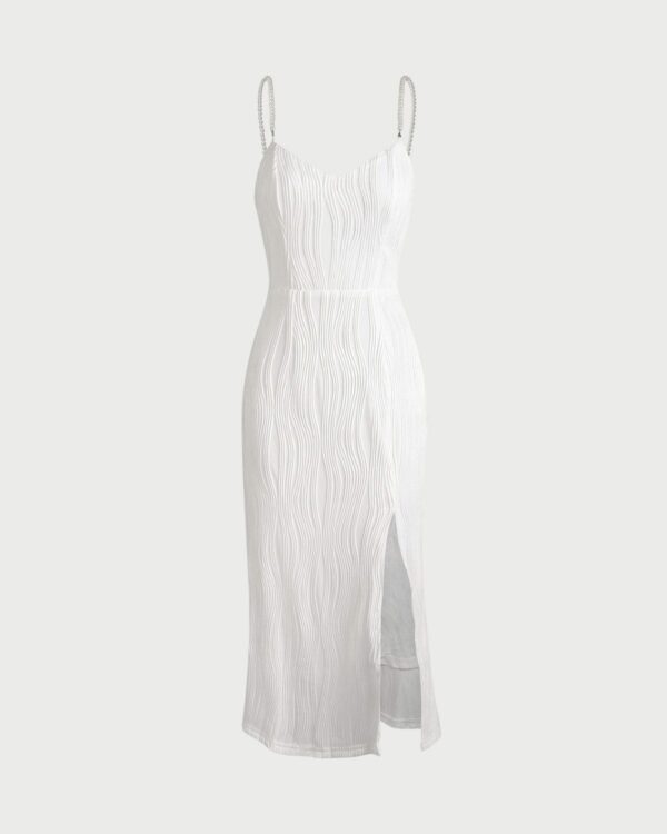 The Wave Textured Pearl Strap Midi Dress - Image 5