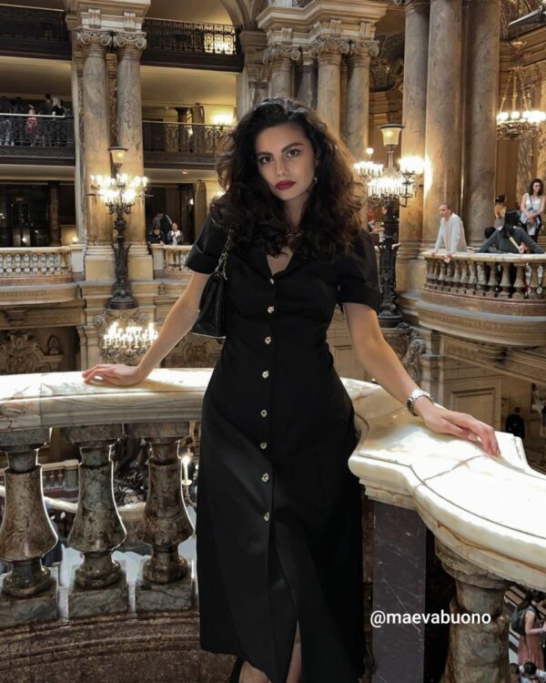 The Black V-Neck Tunic Midi Dress - Image 7