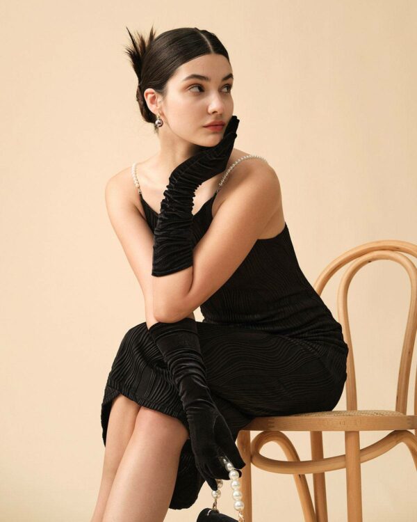 The Black Water Ripple Textured Cami Dress - Image 4
