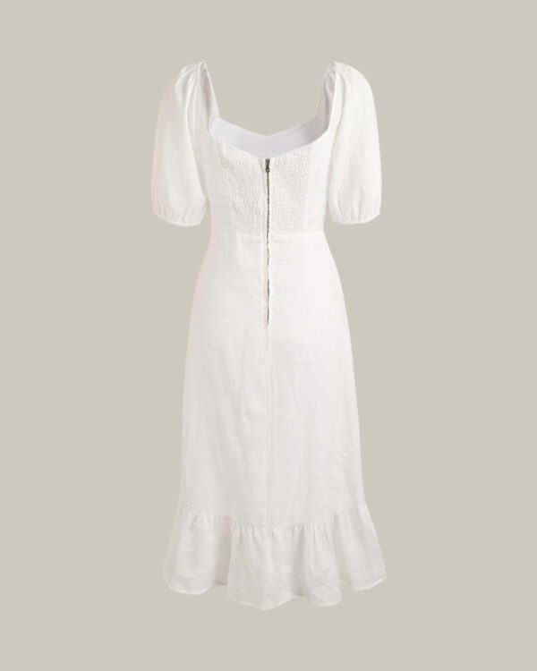 Puff Sleeve Split Hem Midi Dress - Image 4